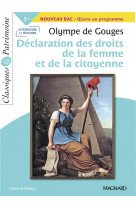 La declaration des droits de la femme et de la citoyenne - bac francais 1re 2023 - classiques et pat