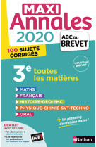 Maxi annales brevet 2020 - 3e toutes les matières