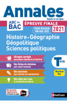 Histoire-géo géopolique sciences politiques - term - annales bac 2021 - sujets & corrigés