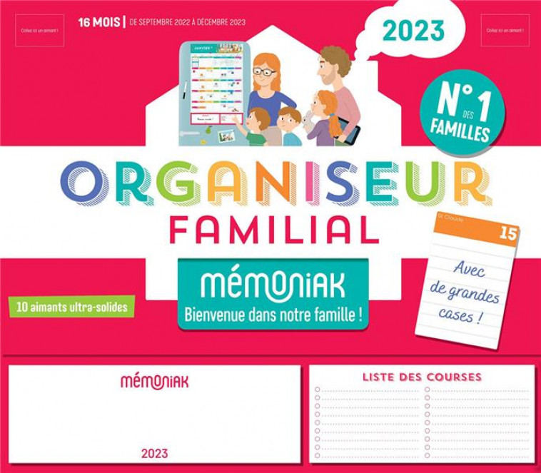 ORGANISEUR FAMILIAL MEMONIAK 2023, CALENDRIER ORGANISATION FAMILIAL MENSUEL (SEPT. 2022- DEC. 2023) - NESK - NC
