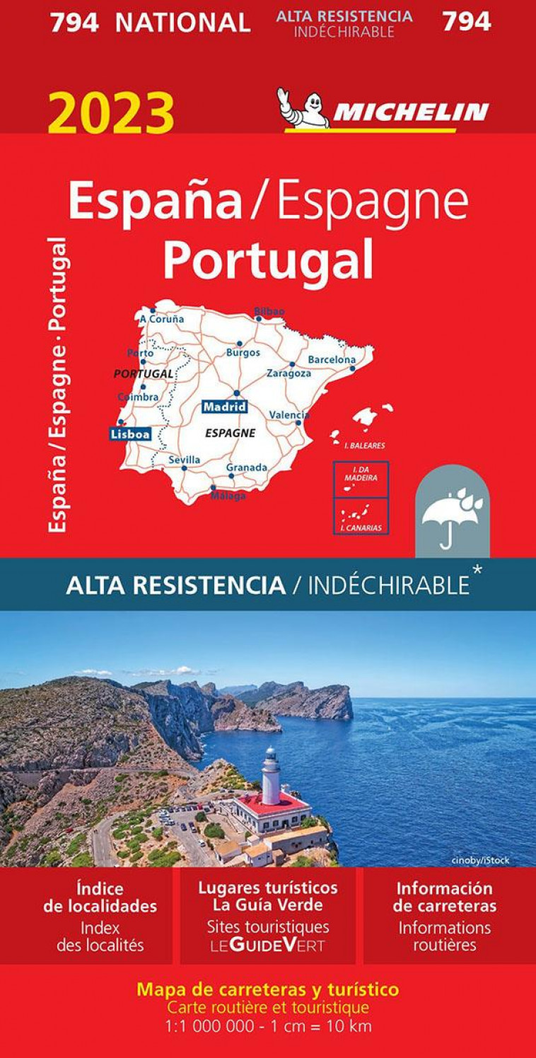 CARTE ESPAGNE, PORTUGAL 2023 - INDECHIRABLE MICHELIN - XXX - MICHELIN