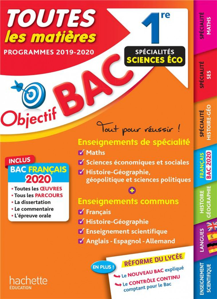 OBJECTIF BAC 1RE ENSEIGNEMENTS COMMUNS + SPECIALITES MATHS-SES-HISTOIRE-GEO BAC 2020 - LISLE/ROUSSEAU/BLIN - HACHETTE