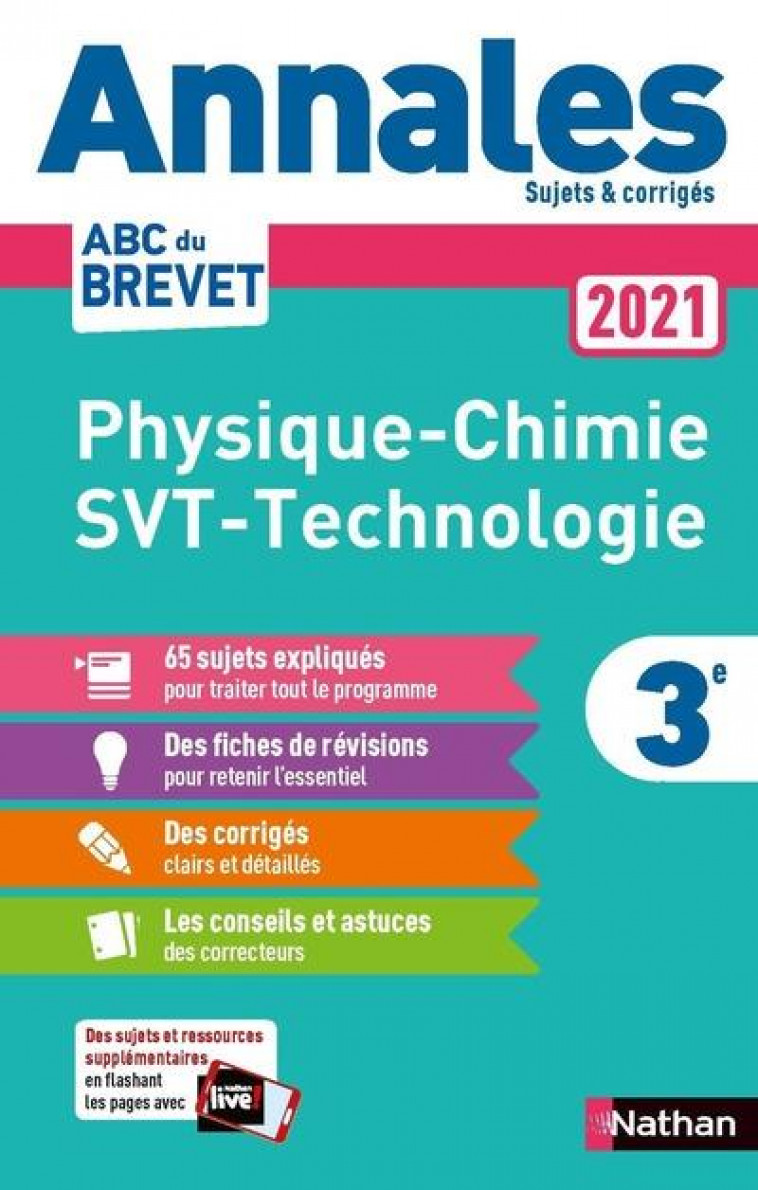 ANNALES BREVET 2021 - PHYSIQUE CHIMIE - SVT - TECHNO - CORRIGE - COPPENS/DOERLER - CLE INTERNAT