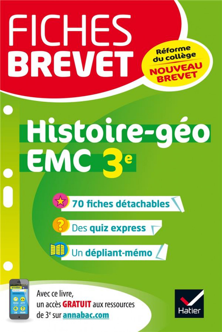 FICHES BREVET HISTOIRE-GEOGRAPHIE EMC 3E - FICHES DE REVISION POUR LE NOUVEAU BREVET - HOLSTEIN/REDOUTE - Hatier