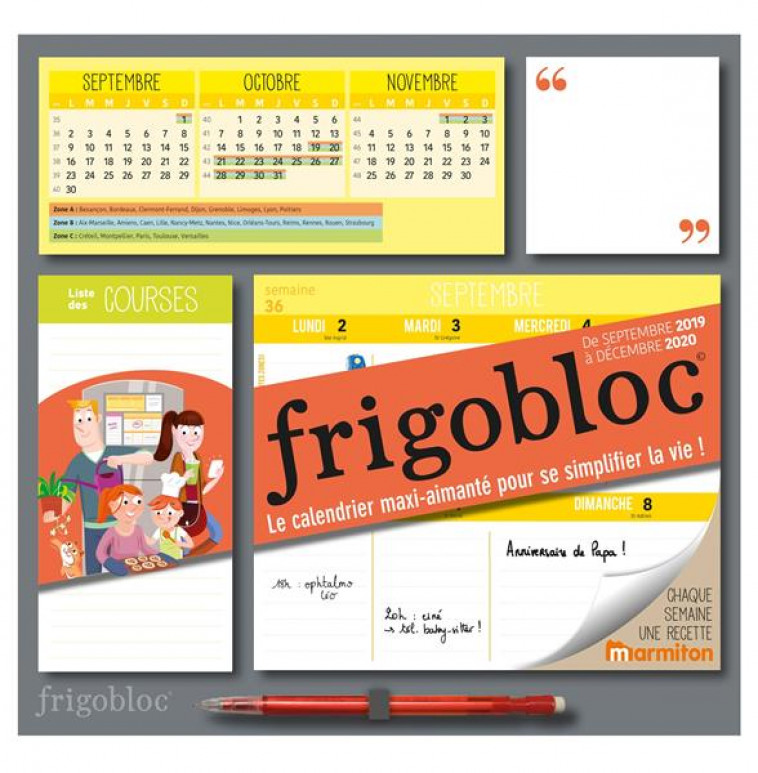 Frigobloc Mensuel - Calendrier d'organisation familiale au mois (de