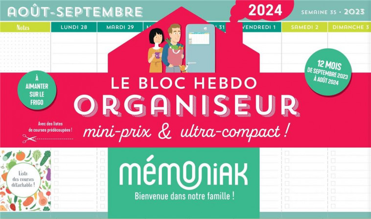 LE BLOC HEBDO ORGANISEUR MINI PRIX & ULTRA COMPACT 2023-2024, 12 MOIS - NESK - NC