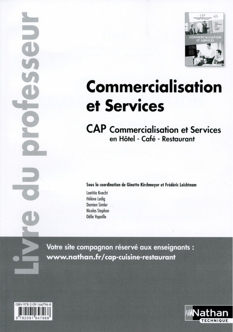 Commercialisation et services - CAP Commercialisation et services en HCR 1e/2e années - Prof 2017 - Collectif Collectif - NATHAN