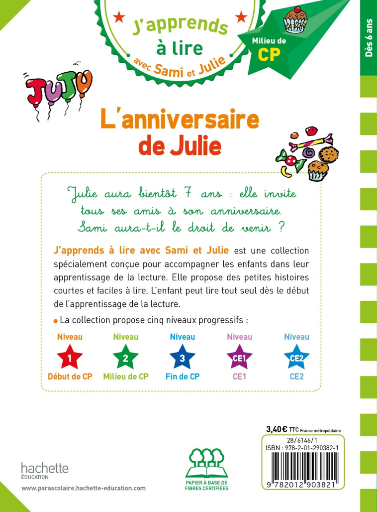 Sami et Julie CP Niveau 2 L'anniversaire de Julie - Emmanuelle Massonaud - HACHETTE EDUC