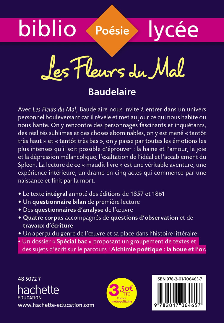 Bibliolycée - Les Fleurs du mal, Charles Baudelaire - Charles Baudelaire - HACHETTE EDUC