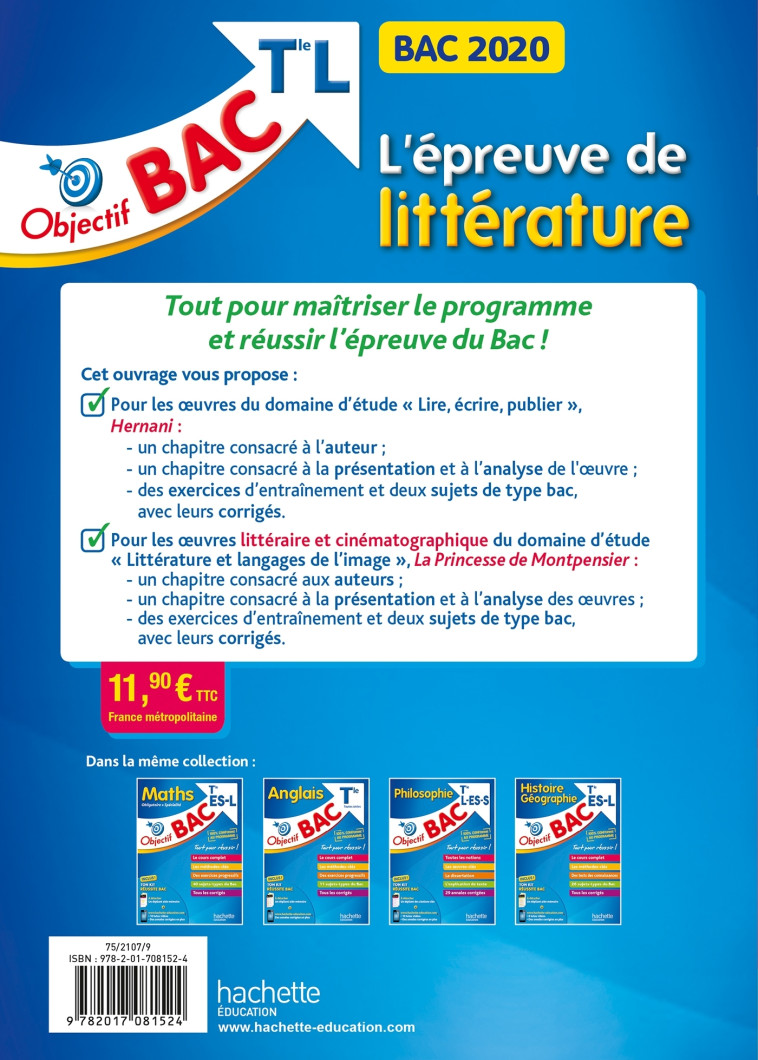 Objectif Bac 2020 Epreuve De Littérature Term L - Denis Roger-Vasselin - HACHETTE EDUC