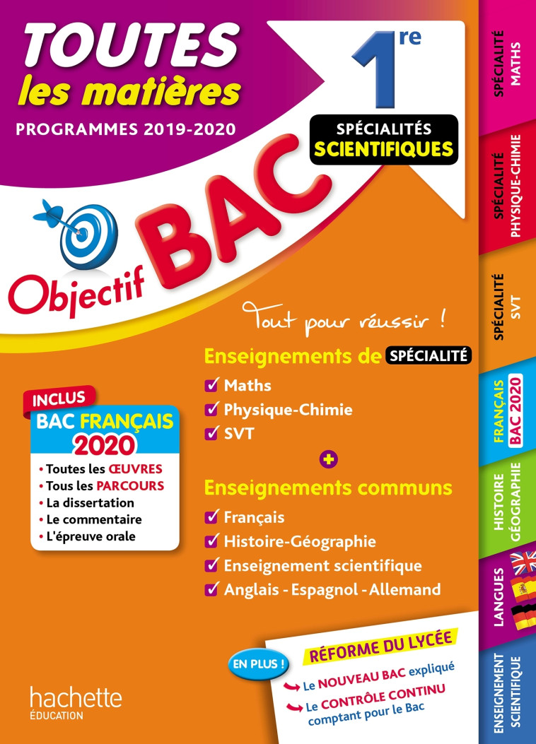 Objectif Bac 1re Enseignements communs + Spécialités Maths-Physique-Chimie-SVT BAC 2020 - Isabelle Lisle - HACHETTE EDUC