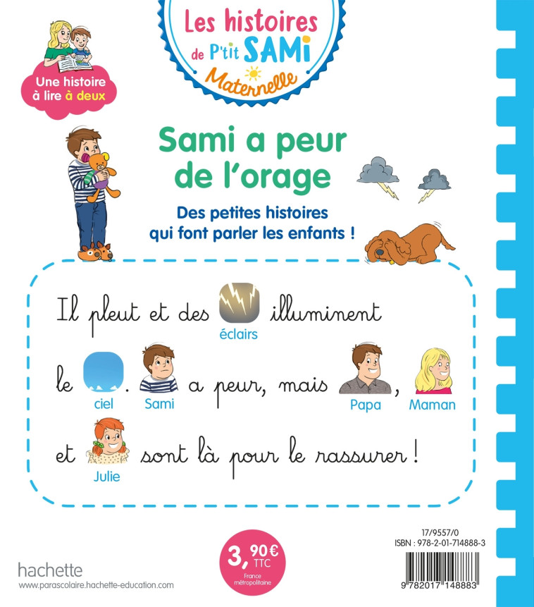 Les histoires de P'tit Sami Maternelle (3-5 ans) : Sami a peur de l'orage - Sophie De Mullenheim - HACHETTE EDUC