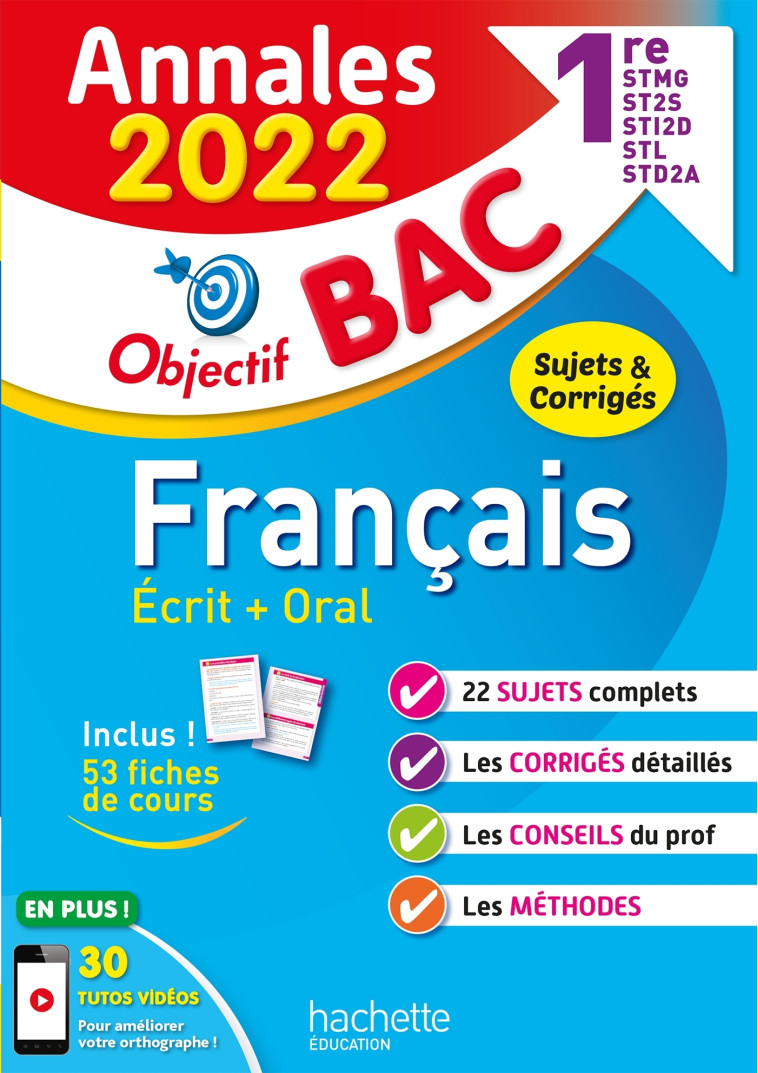 Annales BAC 2022 - Français 1res STMG - STI2D - ST2S - STL - STD2A - STHR - Franck Mazzucchelli - HACHETTE EDUC