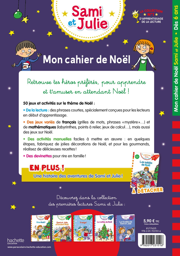 Mon cahier de Noël avec Sami et Julie Dès 6 ans - Thérèse Bonté - HACHETTE EDUC