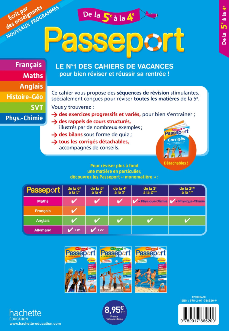 Passeport - Toutes les matières de la 5e à la 4e - Cahier de vacances 2021 - Isabelle Lisle - HACHETTE EDUC