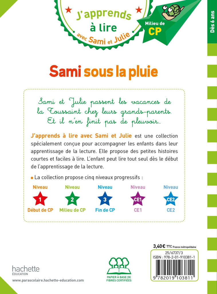 Sami et Julie CP Niveau 2 Sami sous la pluie - Léo Lamarche - HACHETTE EDUC