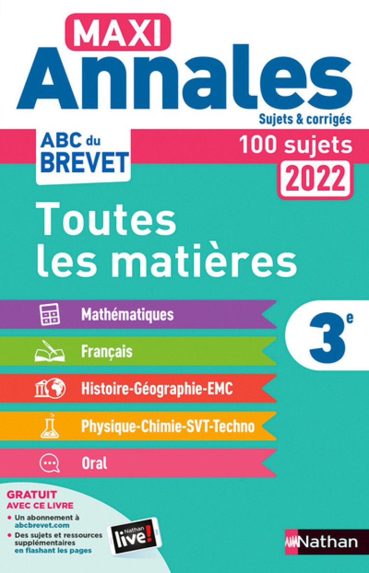 Maxi Annales Brevet 2022-Corrigé - Gilles Mora - NATHAN