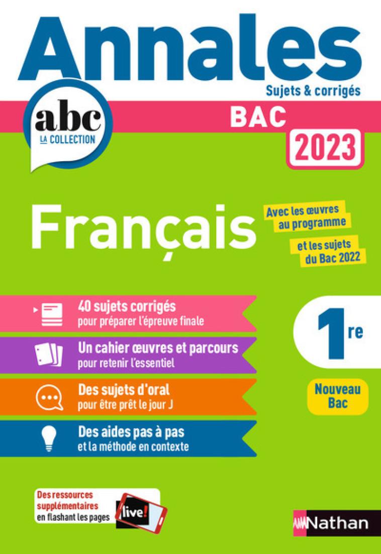 Annales Bac 2023 Français 1ère Corrigés - Anne Cassou-Noguès - NATHAN