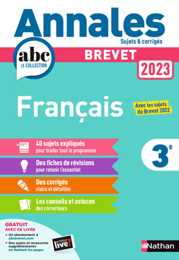 Annales Brevet 2023- Français - Corrigés - Thomas Bouhours - NATHAN