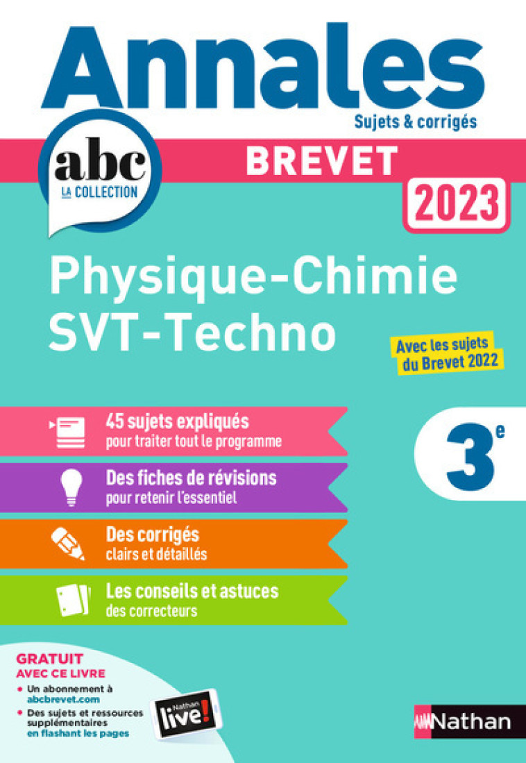 Annales Brevet 2023- Physique Chimie - SVT - Techno - Corrigé - Nicolas Coppens - NATHAN