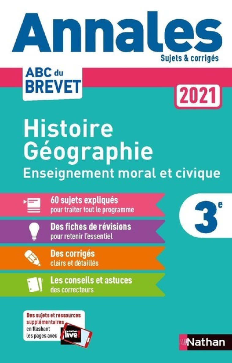 Annales Brevet 2021 Histoire Géographie Enseignement Moral et Civique - Corrigé - Grégoire Pralon - NATHAN