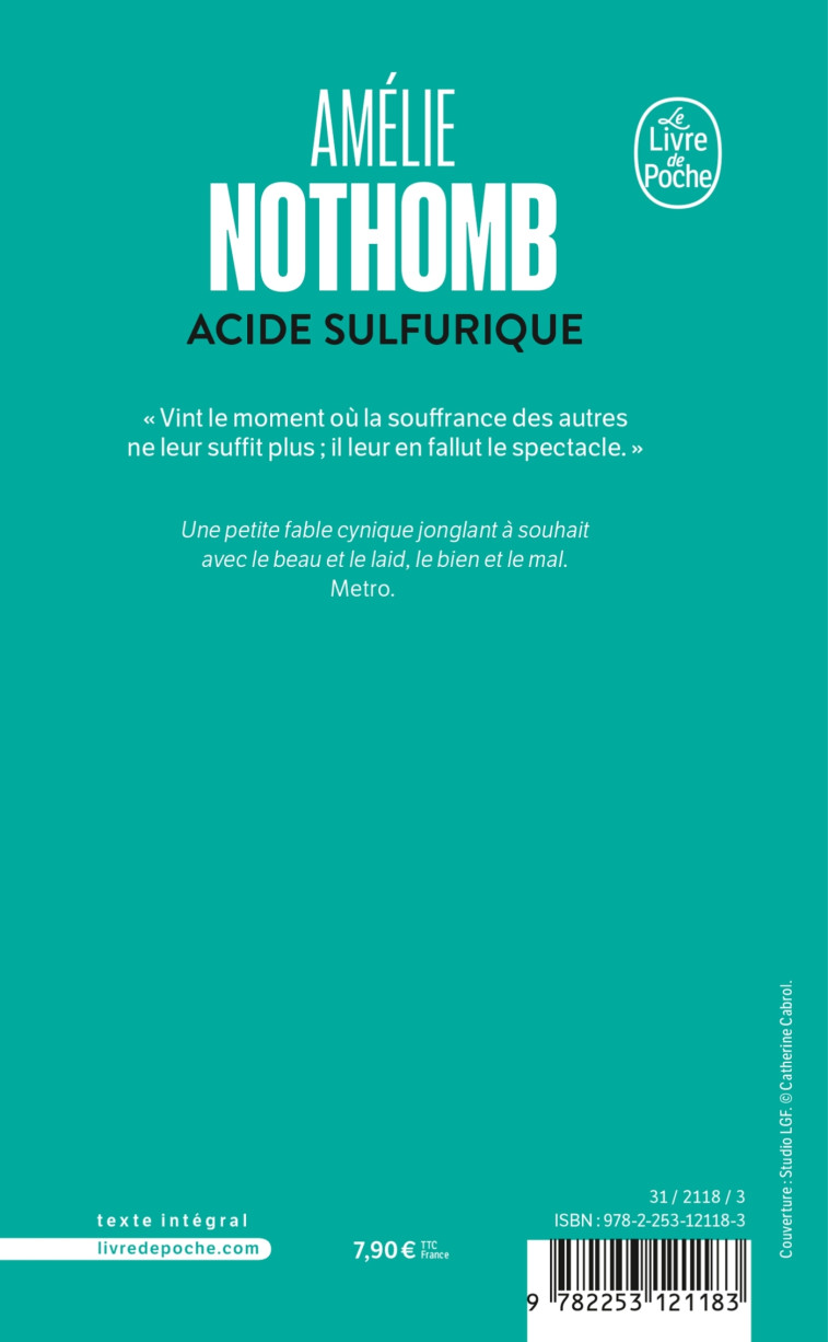 Acide sulfurique - Amélie Nothomb - LGF