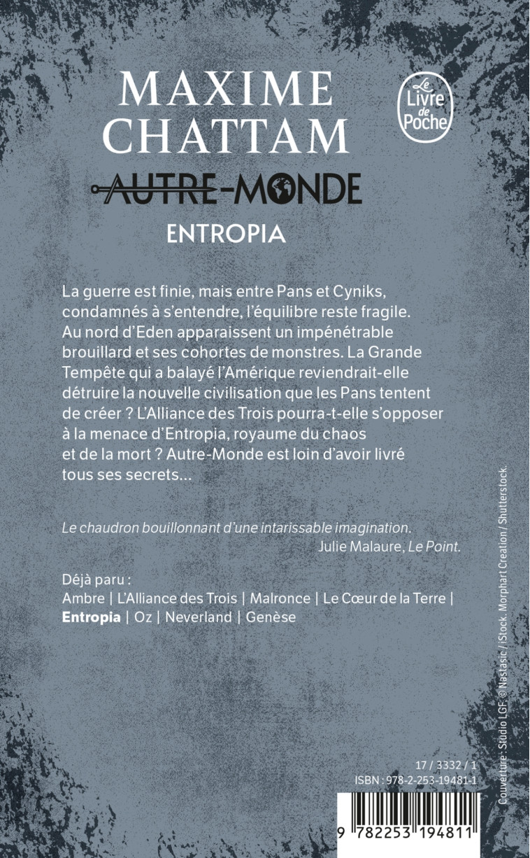 Entropia (Autre-Monde, Tome 4) - Maxime Chattam - LGF