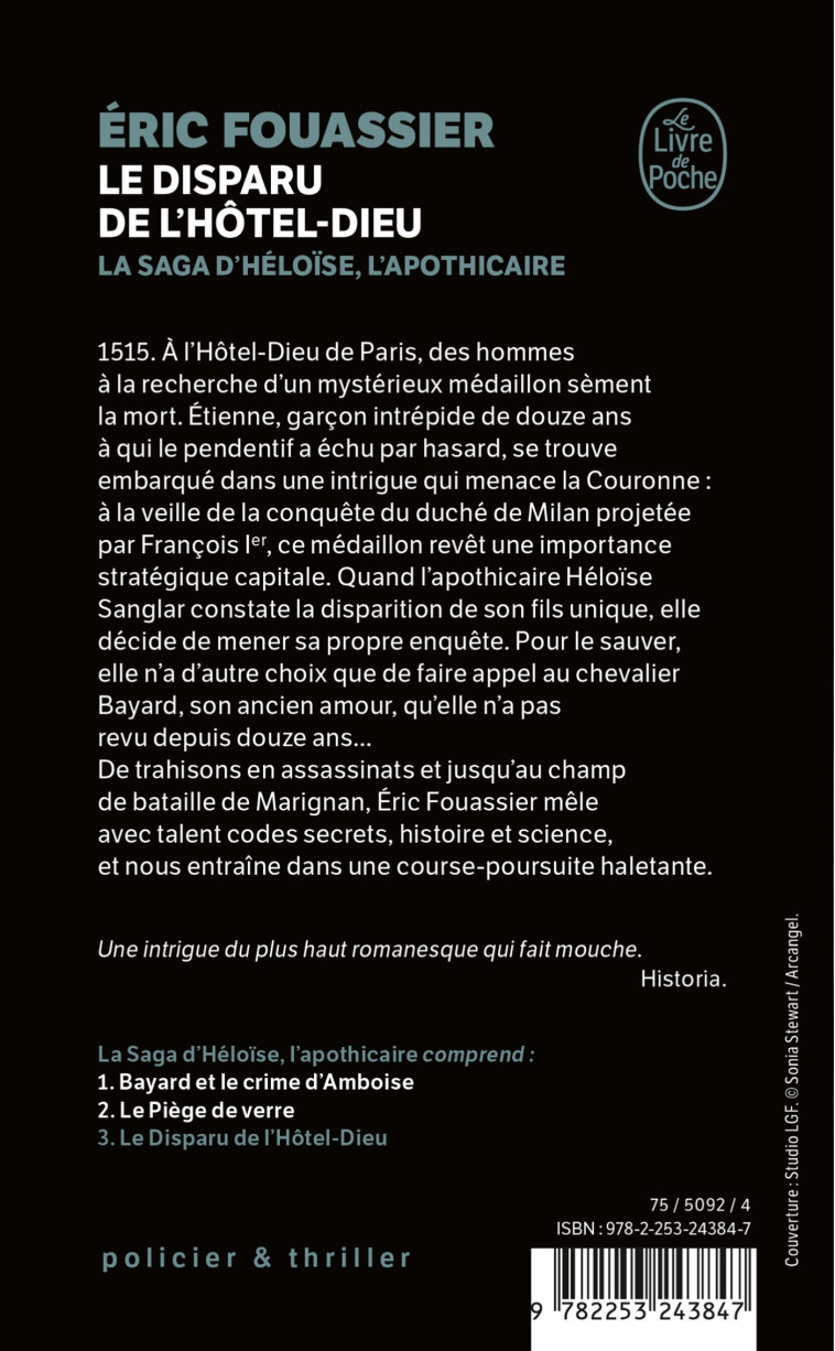 Le disparu de l'Hôtel-Dieu (La saga d'Héloïse, l'apothicaire, Tome 3) - Eric Fouassier - LGF