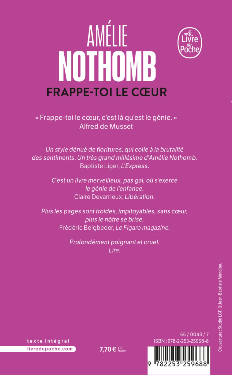 Frappe-toi le coeur - Amélie Nothomb - LGF