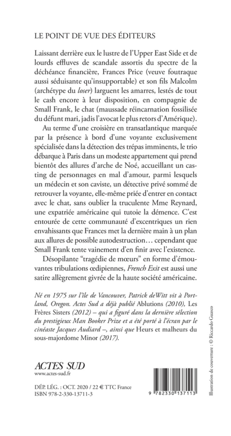 French Exit - Patrick Dewitt - ACTES SUD