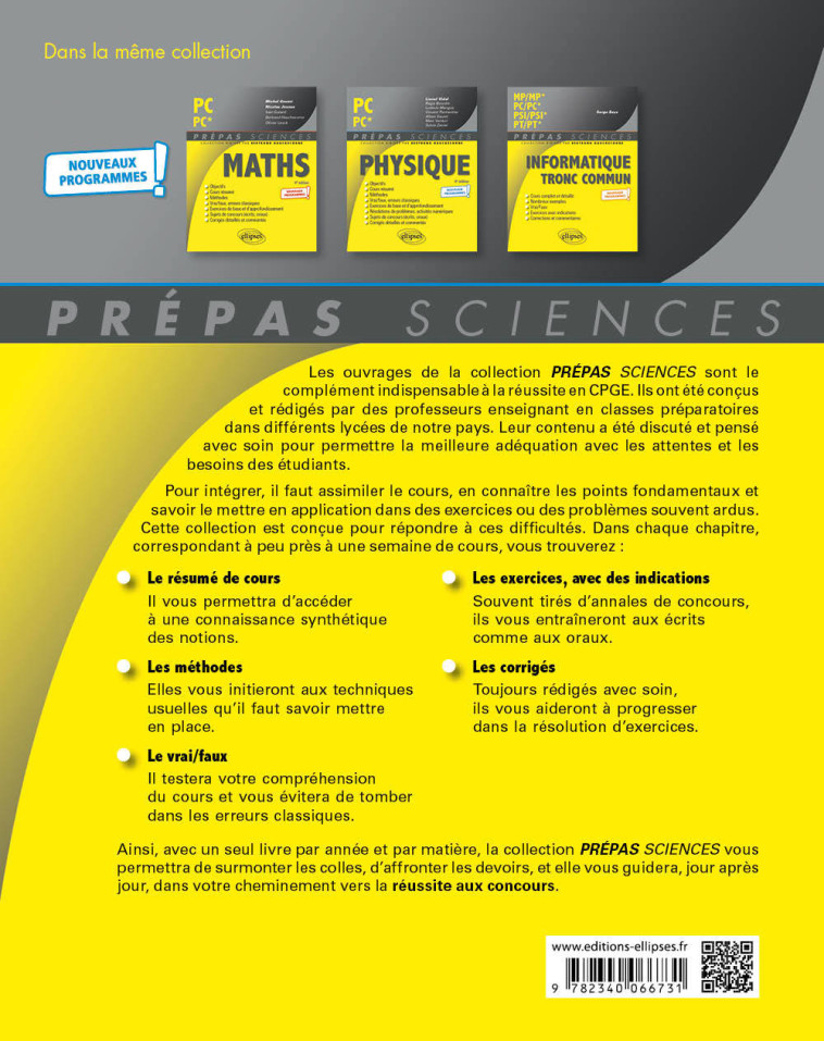 Chimie PC/PC* - Programme 2022 - Lionel Vidal - ELLIPSES