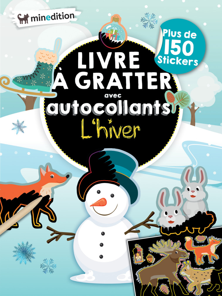 Livre à gratter avec autocollants - L'hiver - Eva Schindler - MINEDITION