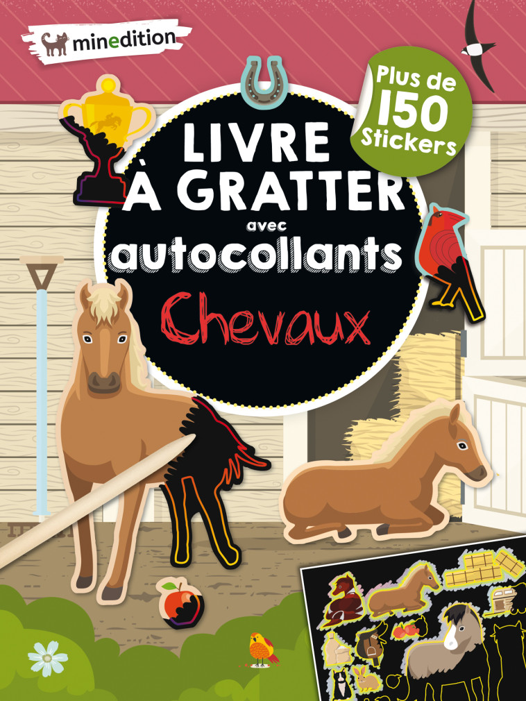 Livre à gratter avec autocollants - Chevaux - Eva Schindler - MINEDITION