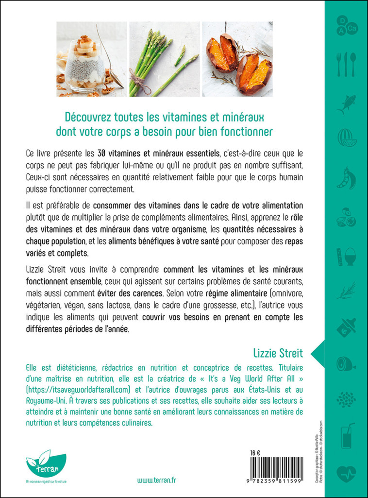 Guide des vitamines et minéraux naturels - Soutenir votre santé et votre système immunitaire par l'alimentation - Lizzie Streit - DE TERRAN