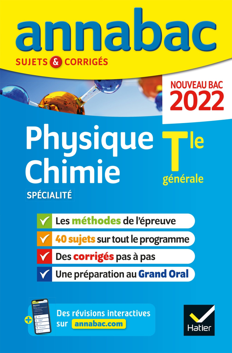 Annales du bac Annabac 2022 Physique-Chimie Tle générale (spécialité) -   - HATIER