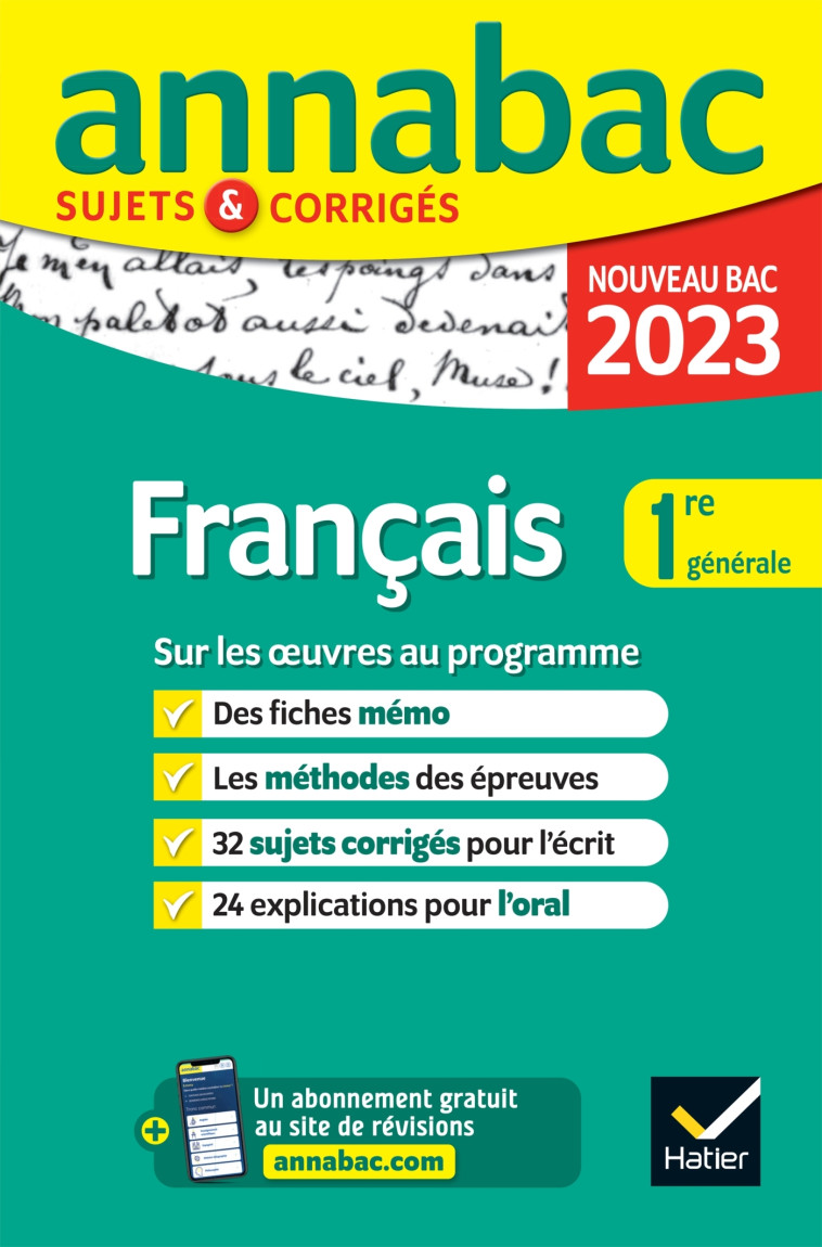 Annales du bac Annabac 2023 Français 1re générale -   - HATIER