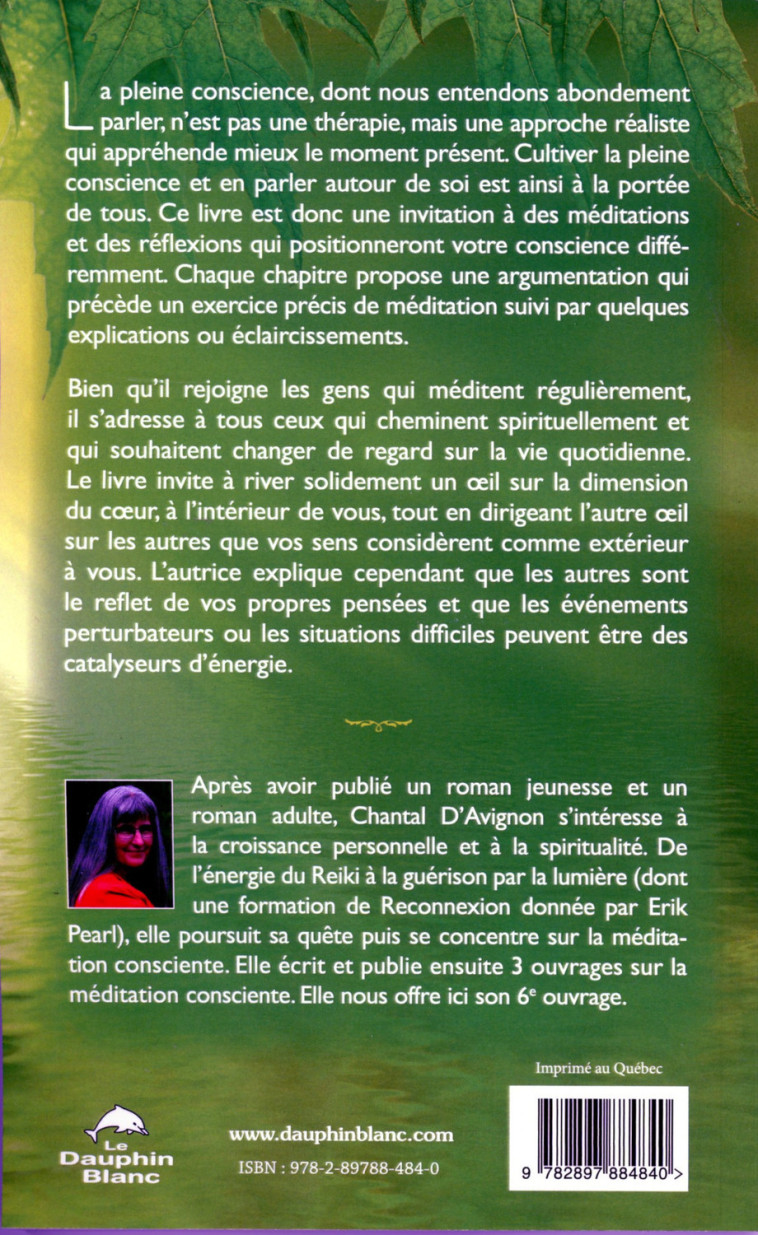 Méditations et réflexions dans la plénitude - L'effet miroir de vos pensées - Chantal D'Avignon - DAUPHIN BLANC