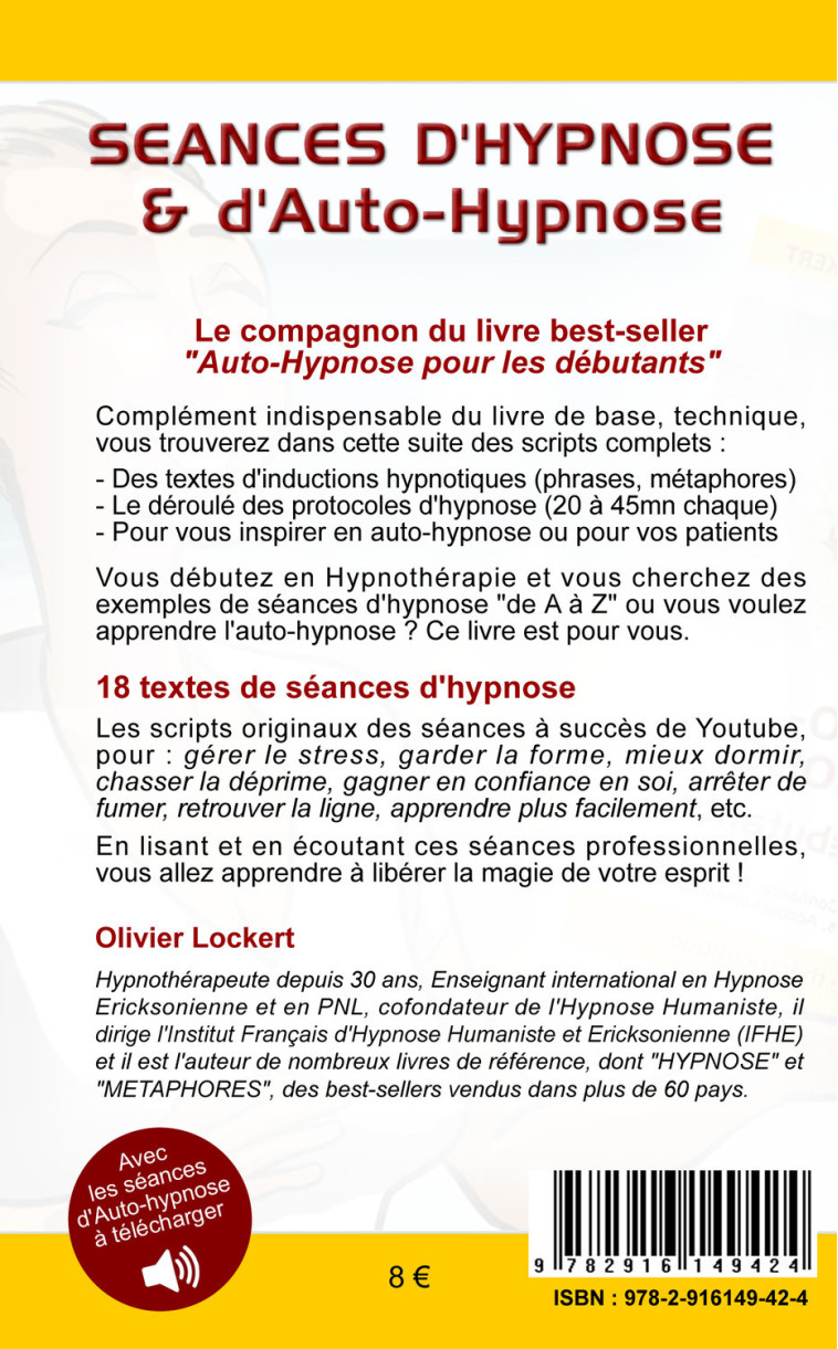 18 séances d'hypnose & auto-hypnose pour débutants - Olivier Lockert - IFHE