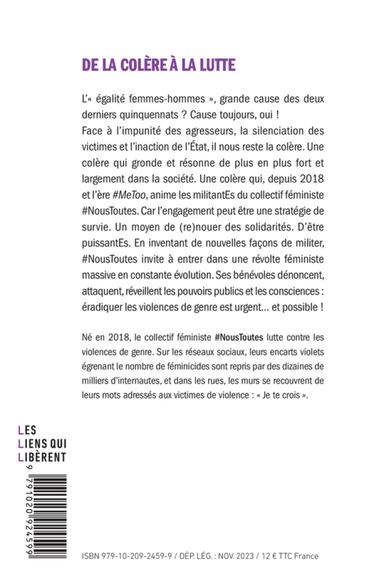 De la colère à la lutte - Collectif Noustoutes - LIENS LIBERENT