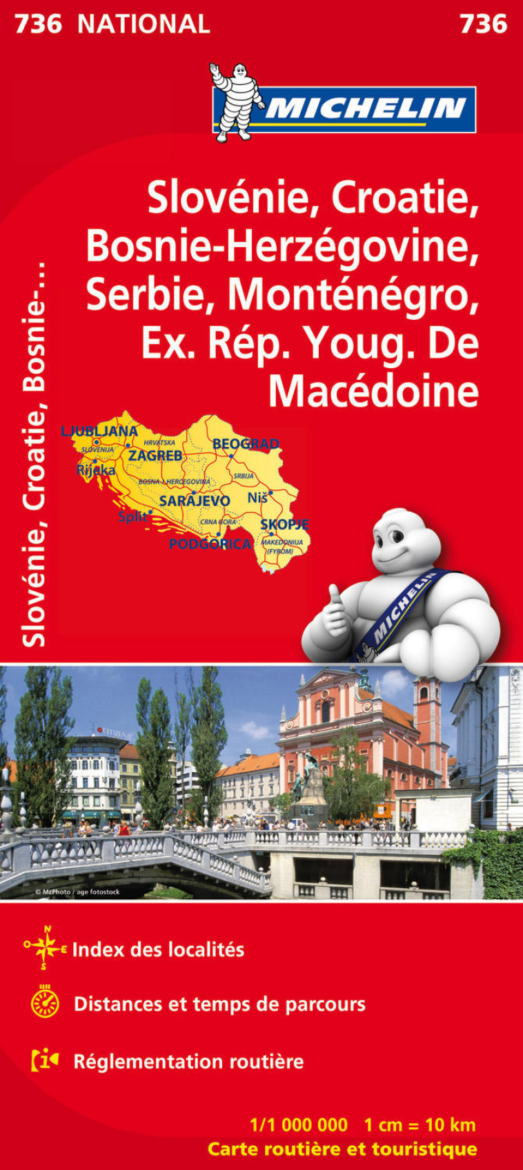 Carte Nationale Slovénie, Croatie, Bosnie-Herzégovine, Serbie, Monténégro, Ex. Rep. Youg. De Macédoi -  - MICHELIN