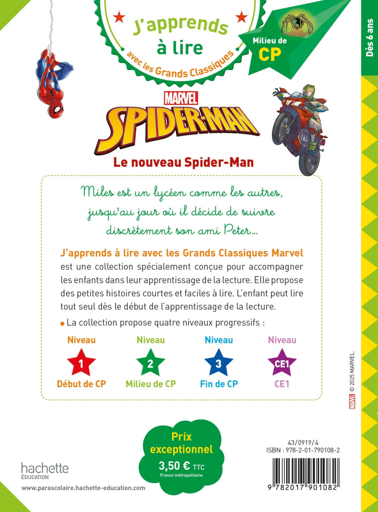 Disney - Marvel - Le nouveau Spider-Man, CP Niveau 2 - Isabelle Albertin - HACHETTE EDUC